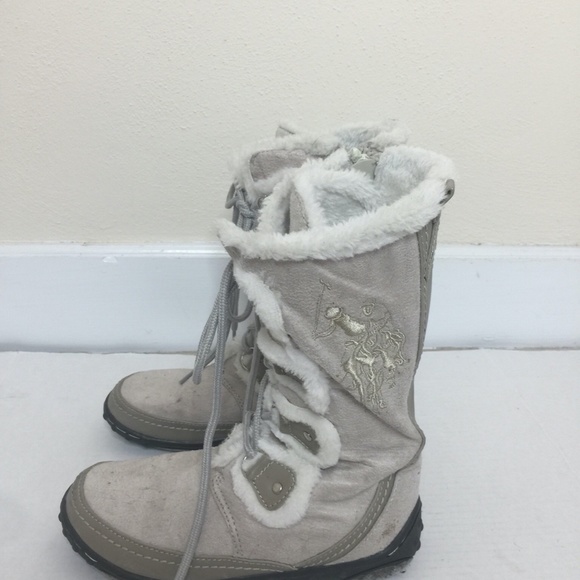 U.S. Polo Assoc Womens Faux Suede & Faux Lined Fur Lace Up Gray Boots - Picture 5 of 12